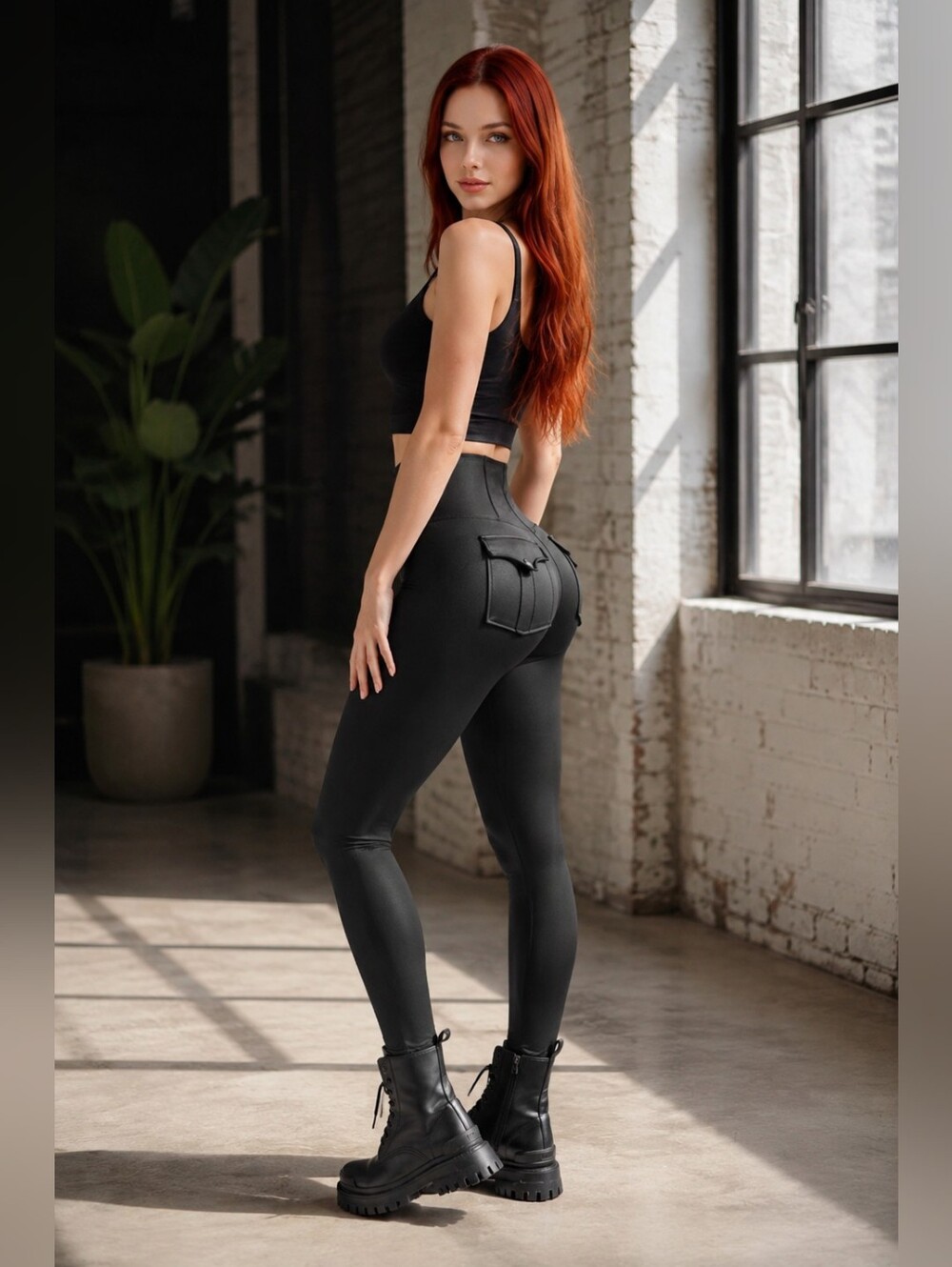 Firmabs Race Queen Faux Leather Cargo Leggings Black Size M NWT Moto Y2K CC